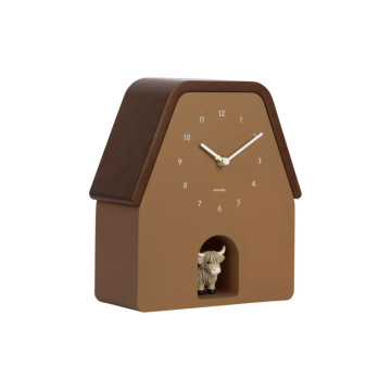 Nástenné hodiny Highland Cow Cuckoo Karlsson KA6162BR, hnedá